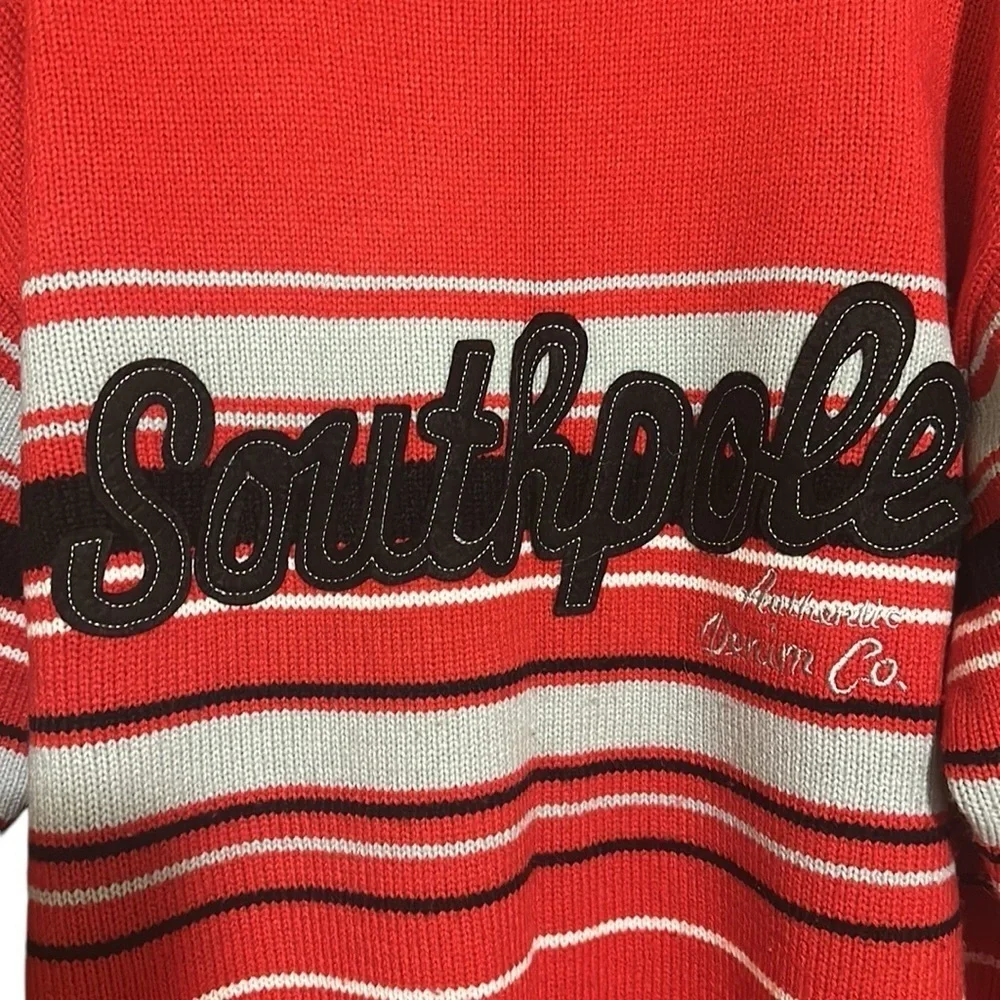 Vintage Y2K Mens South Pole Denim Co Red White Black Size XL Logo Spell Out